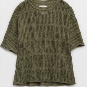 Aerie Crochet Oversized Short Sleeve Sweater
